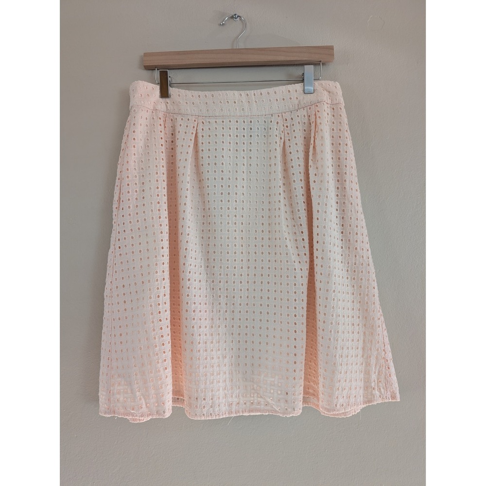 Peachβ Pink Eyelet Midi Skirt Pockets Coquette Feminine Tea Party Garden Size 12